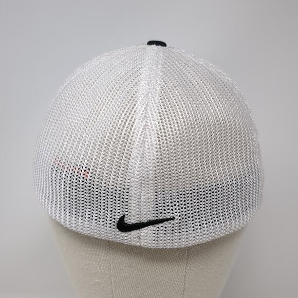 H Logo Fitted Trucker Hat Black Large Embroidered Mesh Back Flexfit Nike Golf - Picture 6 of 10